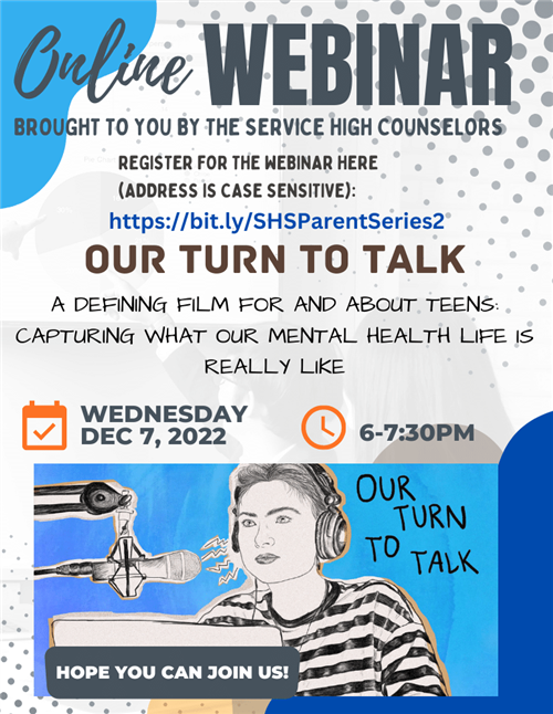  Webinar offered by Service High Counseling